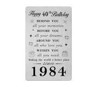 Gezxin Happy 40th Birthday Gifts for Women Men- Personalised 40 Year Yr Old Birthday Gift for Him Her Female Male- for Female Male- 1985 Fortieth Bday Presents Ideas Keepsake for Woman Man