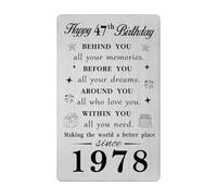 Gezxin Happy 47th Birthday Gifts for Men Women- Personalised 47 Year Yr Old Birthday Gift for Him Her Female Male- 1978 Bday Presents Ideas Keepsake for Woman Man