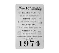 Gezxin Happy 50th Birthday Gifts for Women Men- Personalised 50 Year Yr Old Birthday Gift Card for Female Male Him Her- 1975 Fiftieth Bday Presents Ideas Keepsake for Woman Man