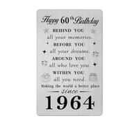 Gezxin Happy 60th Birthday Card for Women Men- Personalised 60 Year Yr Old Birthday Gift for Female Male Him Her- 1965 Sixtieth Bday Presents Ideas Keepsake for Woman Man
