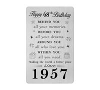 Gezxin Happy 68th Birthday Gifts for Women Men- Personalised 68 Year Yr Old Birthday Card for Him Her Female Male- 1957 Bday Presents Ideas Keepsake for Woman Man