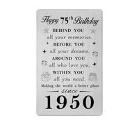Gezxin Happy 75th Birthday Card for Men Women- Personalised 75 Year Yr Old Birthday Gift for Female Male Him Her- 1950 Bday Presents Ideas Keepsake for Woman Man