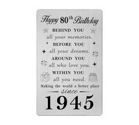 Gezxin Happy 80th Birthday Gifts Card for Men Women- Personalised 80 Year Yr Old Birthday Gift for Female Male Him Her- 1945 Eightieth Bday Presents Ideas Keepsake