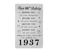 Gezxin Happy 88th Birthday Card for Men Women- Personalised 88 Year Yr Old Birthday Gifts for Him Her Female Male- 1937 Bday Presents Ideas Keepsake for Woman Man