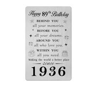 Gezxin Happy 89th Birthday Card for Men Women- Personalised 89 Year Yr Old Birthday Gifts for Him Her Female Male- 1936 Bday Presents Ideas Keepsake for Woman Man