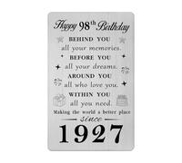 Gezxin Happy 98th Birthday Card for Men Women- Personalised 98 Year Yr Old Birthday Gifts for Him Her Female Male- 1927 Bday Presents Ideas Keepsake for Woman Man
