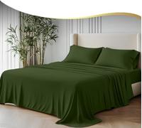 GF 100% Organic Bamboo Bedding Set 4 Pieces 300tc Luxurious sateen weave Duvet Cover, 2 x Pillow Cases & Extra Deep 40cm Fitted Sheet. (Evergreen Eclipse, Super King)