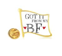 GF Got It From My BF Valentine's Day Golden Metal Flag Lapel Pin Badge