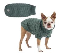 GF PET Chalet Cable Knit Dog Sweater - Snuggly Turtleneck Pullover for Small Medium Large Dogs | Chunky Knit Stretch Fit | Soft Ribbed Acrylic | Multi-Knit Doggy Sweaters - Sage - 2X Large