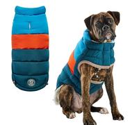 GF PET Color Block Dog Puffer Jacket - Lightweight & Insulated Winter Coat - Stylish & Comfortable Pet Jacket for Cold Weather - Adjustable Fit for Dogs - Small, Dark Teal