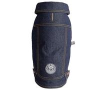 GF Pet Denim Dog Jacket Elasto-Fit Warm Coat for Dogs Fashionable Padded Winter Bomber - Denim - Large