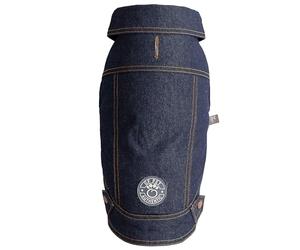 GF Pet Denim Dog Jacket Elasto-Fit Warm Coat for Dogs Fashionable Padded Winter Bomber - Denim - Medium