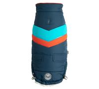 GF Pet Dog Puffer Jacket Elasto-Fit Warm Coat for Dogs Water Repellent Padded Winter Bomber - Dark Blue - XS