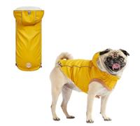 GF PET Raincoat for Dogs | Insulated & Reflective Waterproof Dog Rain Coat Jacket with Adjustable Hood, Neck, Chest | Comfortable & Easy-On Dog Rain Coats for Pets - Yellow - Med