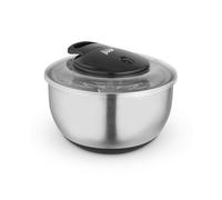 GF847071 Good Food in partnership with Tower Salad Spinner with Removable Basket, Easy Pull Cord, Stop Button and Non-Slip Base, 5 Litre, Stainless Steel, Silver