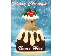 gfacc 108 Rabbit Bunny xmas Pudding custard personalised Merry Christmas Card a5
