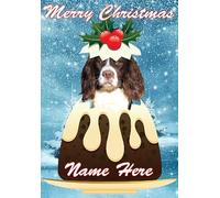gfacc 60 English Springer Spaniel Dog xmas Pudding custard personalised Merry Christmas Card a5