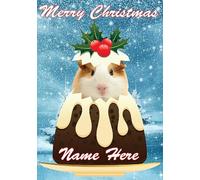 gfacc 84 Guinea Pig xmas Pudding custard personalised Merry Christmas Card a5