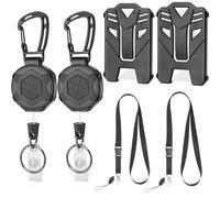 Gfamous Retractable ID Card Holder with ID Cover, Pack of 2, Tactical ID Card Holder, Lanyard Removable and ID Cover with 80 cm Heavy Duty Key Ring for ID Card Access Cards