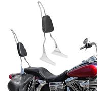GFARDMOTO Motorcycle Sissy Bar Passenger Backrest High Back Cushion Cushion for Harley Davidson Heritage Softail Custom FXSTC Classic FLSTC Springer FLSTS Fat Boy EFI FLSTF (Chrome)