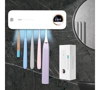 GFBEBDVToothbrush Cleaner, Electric Toothbrush Holder, Rechargeable Bathroom Wall Mounted Toothbrush Holder with Fan Drying and Timer, Holds 5 Toothbrushes and 1 Razor, Fits 99% of Toothbrushes.