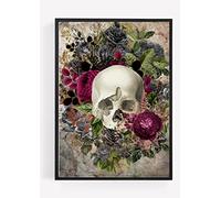gfc Floral Skull Emo Gothic vintage style Print Picture Poster Gift burgundy A4 UNFRAMED wall art Home decor Decorating