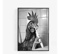 gfc FUNNY BATHROOM chicken BRUSHING TEETH A4 UNFRAMED PRINT PICTURE wall art Home decor Decorating