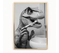 gfc FUNNY BATHROOM dinosaur BRUSHING TEETH A4 UNFRAMED PRINT PICTURE wall art Home decor Decorating