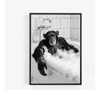 gfc FUNNY BATHROOM monkey taking a bubble bath A4 UNFRAMED PRINT PICTURE wall art Home decor Decorating
