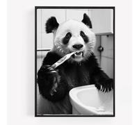 gfc FUNNY BATHROOM PANDA BRUSHING TEETH A4 UNFRAMED PRINT PICTURE wall art Home decor Decorating