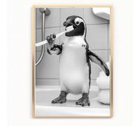 gfc FUNNY BATHROOM penguin BRUSHING TEETH A4 UNFRAMED PRINT PICTURE wall art Home decor Decorating