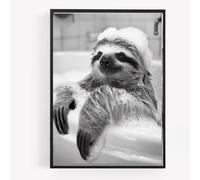 gfc FUNNY BATHROOM sloth taking a bubble bath A4 UNFRAMED PRINT PICTURE wall art Home decor Decorating