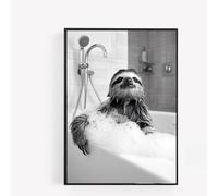 gfc FUNNY BATHROOM sloth taking a bubble bath A4 UNFRAMED PRINT PICTURE wall art Home decor Decorating