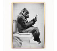 gfc Funny Bathroom Toilet animal Print Picture Poster ape monkey on a toilet selfie phone A4 UNFRAMED wall art Home decor Decorating
