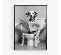 gfc Funny Bathroom Toilet animal Print Picture Poster dalmatian dog on a toilet reading newspaper A4 UNFRAMED wall art Home decor Decorating