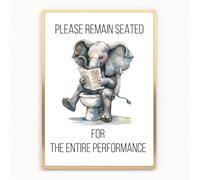 gfc Funny Bathroom Toilet animal Print Picture Poster ELEPHANT on a toilet A4 UNFRAMED wall art Home decor Decorating please be seated for the entire performance