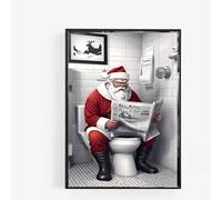 gfc Funny Bathroom Toilet animal Print Picture Poster father christmas on a toilet reading newspaper A4 UNFRAMED wall art Home decor Decorating colour