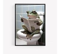 gfc Funny Bathroom Toilet animal Print Picture Poster frog on a toilet reading newspaper A4 UNFRAMED wall art Home decor Decorating