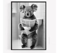gfc Funny Bathroom Toilet animal Print Picture Poster Koala on a toilet reading newspaper A4 UNFRAMED wall art Home decor Decorating