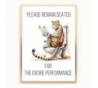 gfc Funny Bathroom Toilet animal Print Picture Poster LEOPARD on a toilet A4 UNFRAMED wall art Home decor Decorating please be seated for the entire performance