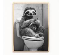 gfc Funny Bathroom Toilet animal Print Picture Poster sloth on a toilet selfie phone A4 UNFRAMED wall art Home decor Decorating