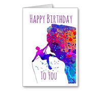 GFC Rock Climbing Birthday Card Happy Birthday Watercolour effect (envelope included)