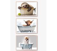 gfc set of 3 bathroom bath Print Picture Poster sloth highland cow llama A4 UNFRAMED wall art Home decor Decorating