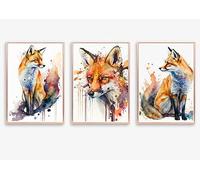 gfc set of 3 fox Print Picture Poster heart A4 UNFRAMED foxes wall art Home decor Decorating bedroom