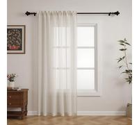 GFCC Voile Curtains, 108 Drop 1 Panel Beige Net Curtains for Windows Rod Pocket Sheer Curtain Semi Transparent Eyelet Sheer Curtain Panel for Bedroom Kitcken Living Room W60xL108 Inch (152 x 274cm)