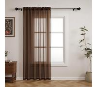 GFCC Voile Curtains, 108 Drop 1 Panel Mocha Net Curtains for Windows Rod Pocket Sheer Curtain Semi Transparent Eyelet Sheer Curtain Panel for Bedroom Kitcken Living Room W60xL108 Inch (152 x 274cm)