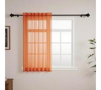 GFCC Voile Curtains, 45 Drop 1 Panel Orange Net Curtains for Windows Rod Pocket Sheer Curtain Semi Transparent Eyelet Sheer Curtain Panel for Bedroom Kitcken Living Room W60xL45 Inch (152 x 114cm)