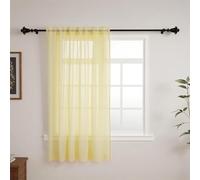 GFCC Voile Curtains, 72 Drop 1 Panel Yellow Net Curtains for Windows Rod Pocket Sheer Curtain Semi Transparent Eyelet Sheer Curtain Panel for Bedroom Kitcken Living Room W60xL72 Inch (152 x 182cm)