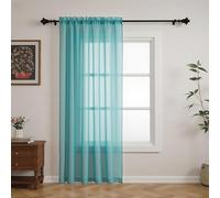GFCC Voile Curtains, 84 Drop 1 Panel Teal Net Curtains for Windows Rod Pocket Sheer Curtain Semi Transparent Eyelet Sheer Curtain Panel for Bedroom Kitcken Living Room W60xL84 Inch (152 x 213cm)