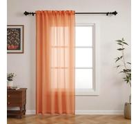 GFCC Voile Curtains, 90 Drop 1 Panel Orange Net Curtains for Windows Rod Pocket Sheer Curtain Semi Transparent Eyelet Sheer Curtain Panel for Bedroom Kitcken Living Room W60xL90 Inch (152 x 228cm)